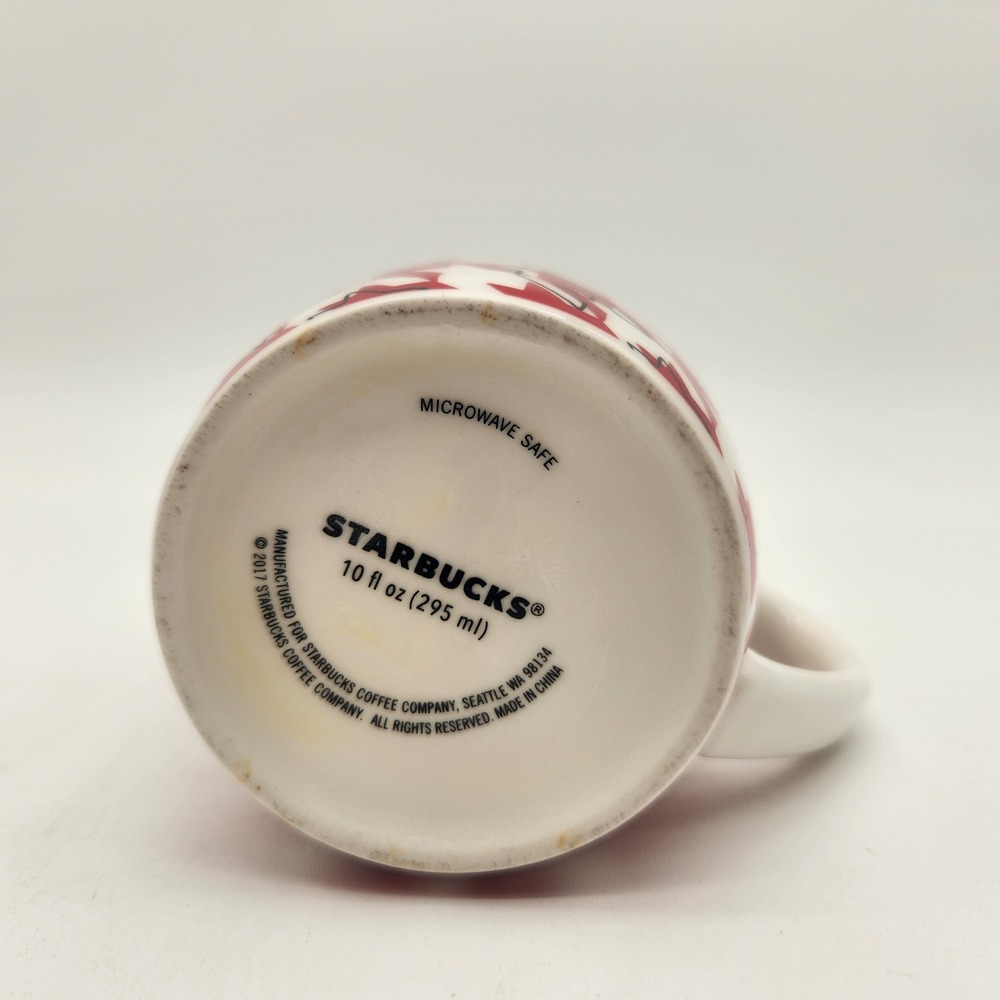 Starbucks Mermaid 2017 Houndstooth Mug Red White Green Logo 10 oz Ceramic - Picture 7 of 7